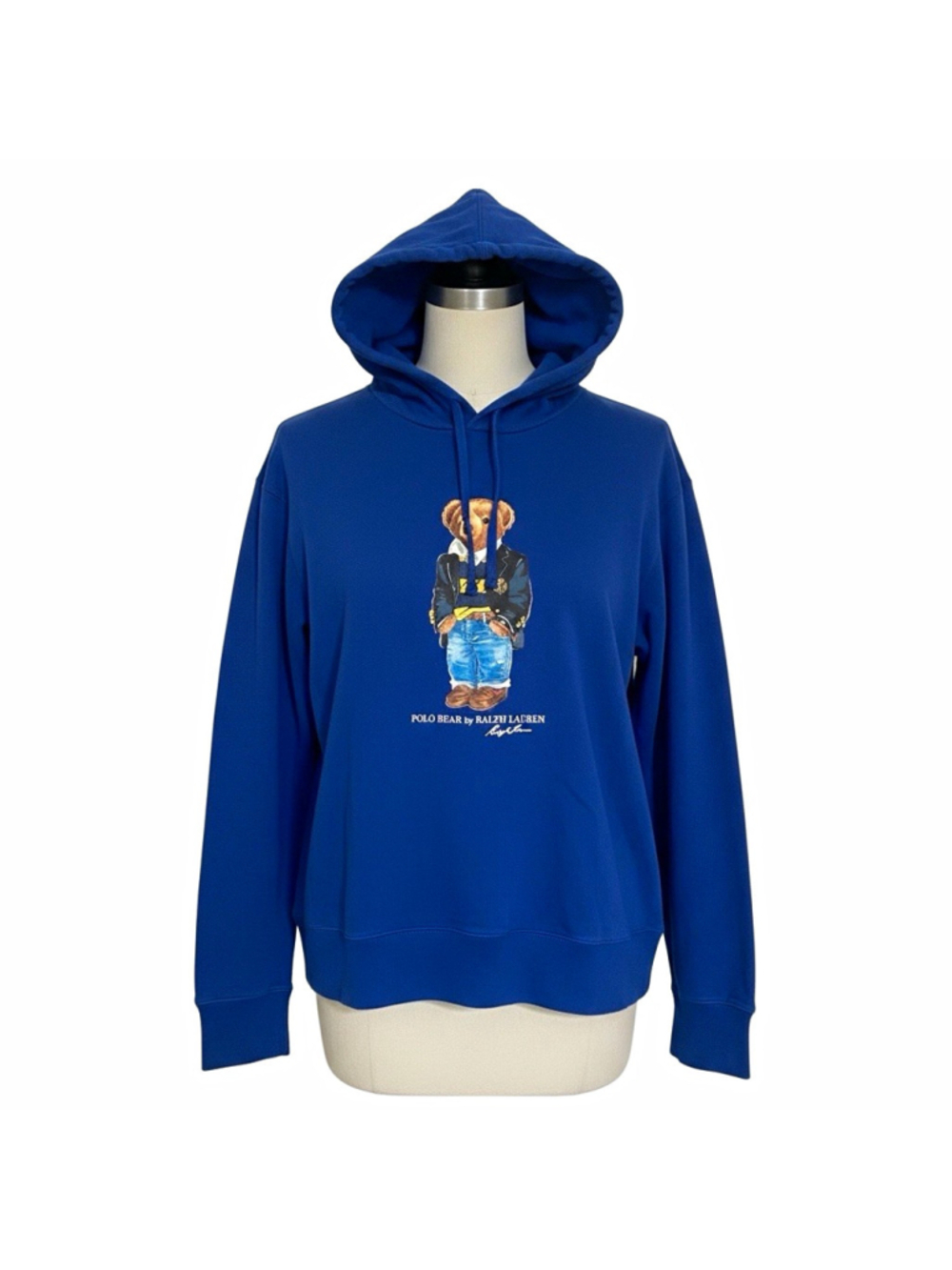 Polo Ralph Lauren Polo Bear Graphic Blue Cotton Long Sleeve Hoodie Shirt Men XL